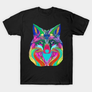 COLOURFUL FOX HEAD BLUE COLORED T-Shirt